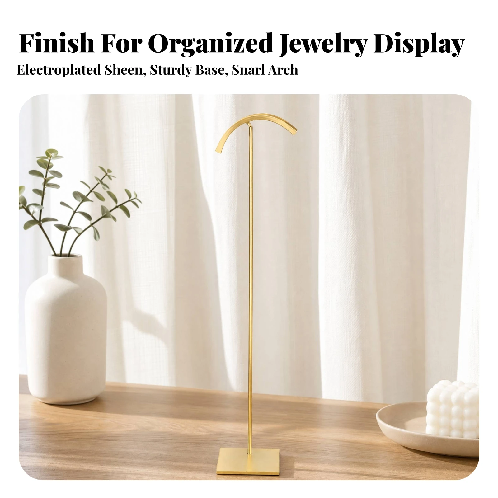 Metal Necklace Stand with Weighted Base Slim Jewelry Display Stand Single-Tier Jewelry Display Stable Necklace Rack Compact