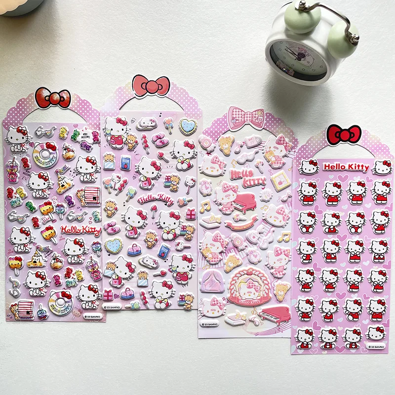 

4pcs Kawaii Hello Kitty Stickers Anime Children Girl Reward 3D Water Cup Decoration Home Decoration Women Accessories Wholesale