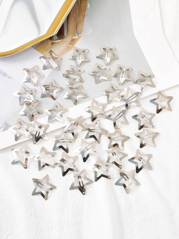 5pcs Metal Snap Hair Clips for Girls,Toddlers,and Kids - Perfect for Fine Hair,Thick Hair,and More - Featuring Fun Star Designs