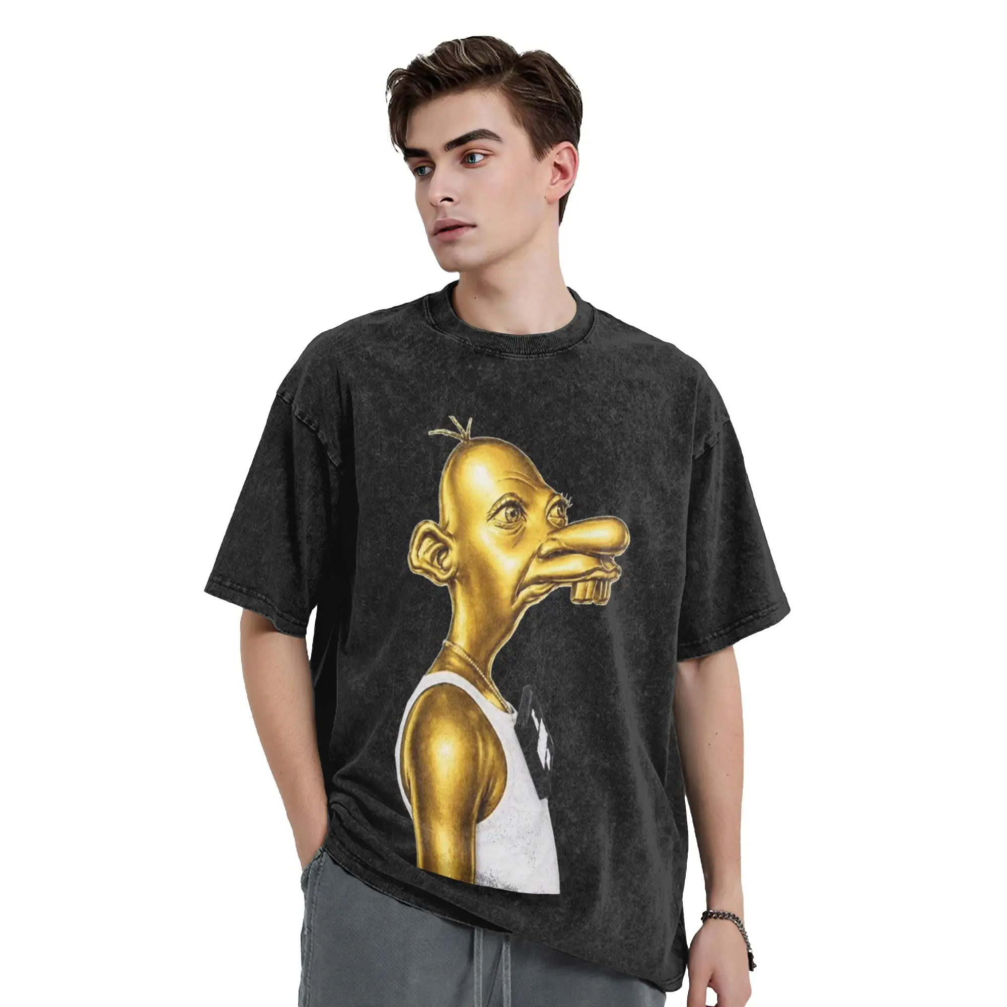 Washed T Shirt Neegy Funny Meme Internet Brainrot Humor Gen Z Vintage T-Shirt Oversize  Streetwear Summer Top Tees for Men Women