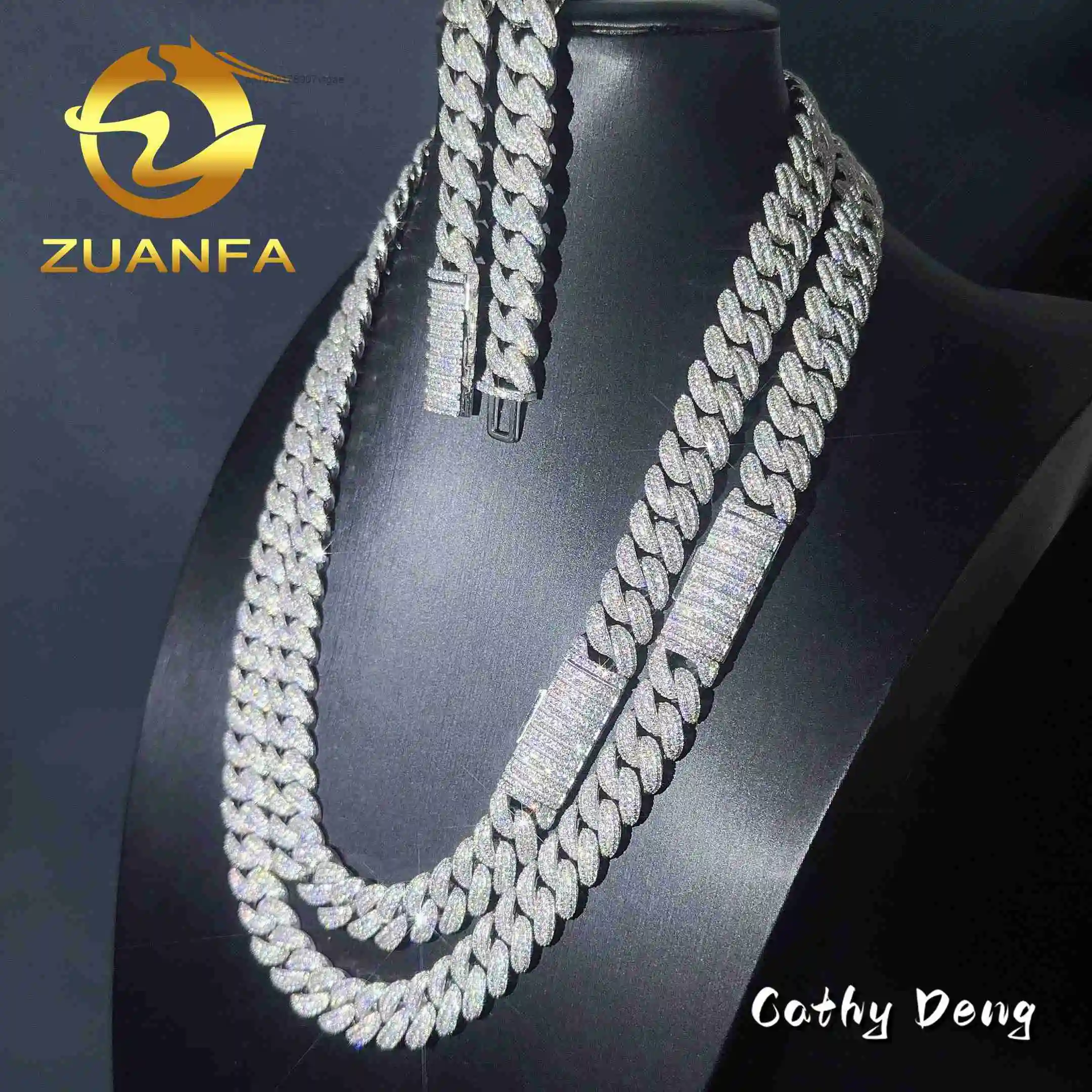 Sale Hot Hip Hop Jewelry 13mm Bling Moissanite Cuban Chain for Men 925 Silver Iced Out Cuban Link Bracelet Pass Diamond Test.