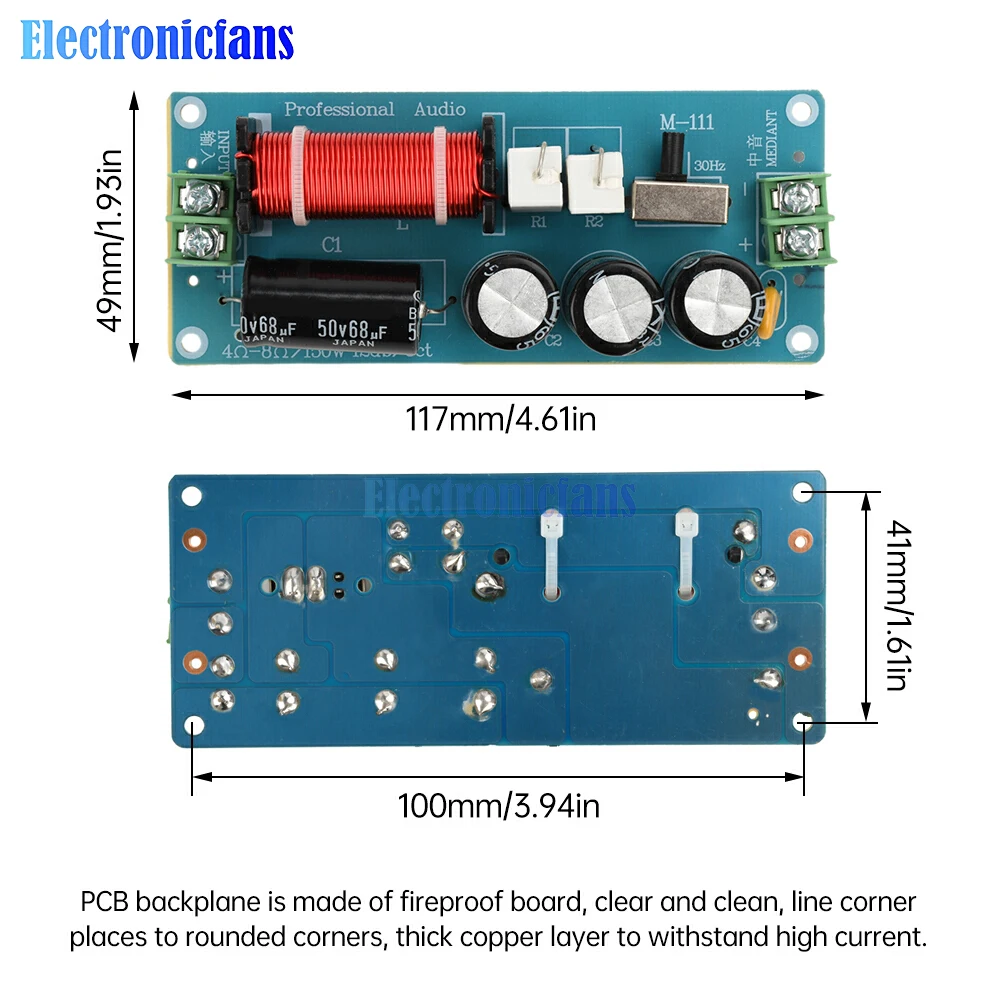 Frequency Adjustable 750-2000Hz 150W HiFi Pure Midrange Crossover Car Audio Speaker Modification Crossover Amplifier