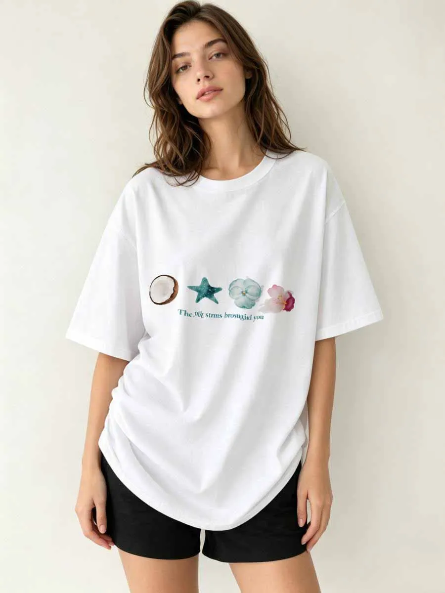 T-Shirts Heat Shield Women Cotton Short Sleeve Summer Fashion Casual Task Base Plain Solid Color White Black Loose Comfortable