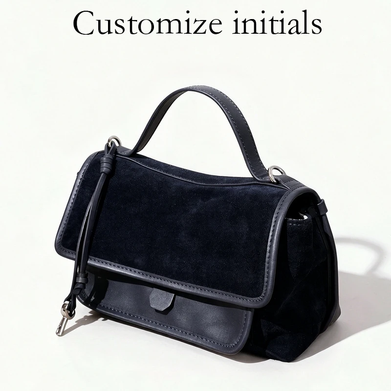 Customize Initials Leather Messenger Bags For Women Luxury Designer Handbag Purses 2026 New In Suede Cowhide Top Handle Shoulder