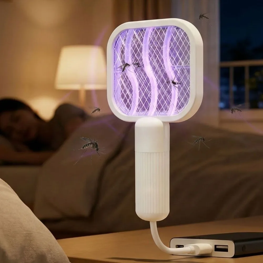 Pest Control Mini USB Mosquito Swatter Plastic Portable Insect Racket Security Net Mosquito Killer Lamp Garden
