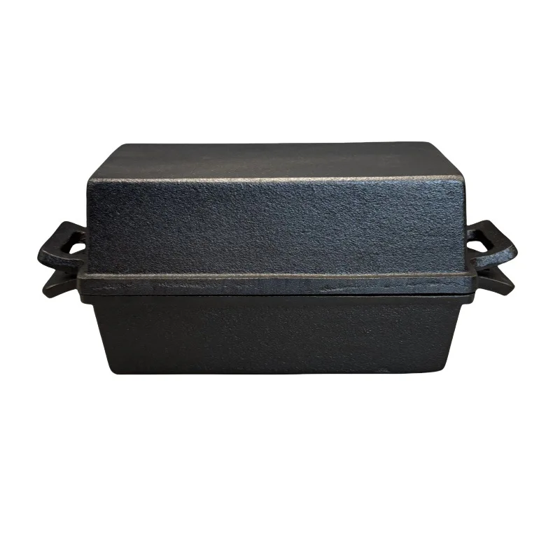 

2026 Cast Iron Bread Box, Rectangular Bread Pan with Double Handles, Baking Tray for Bread