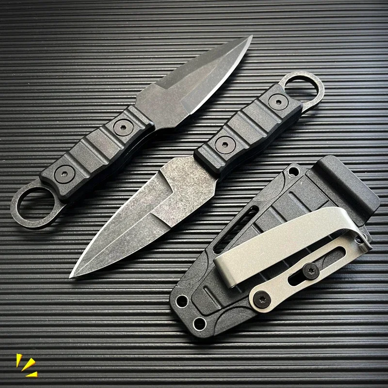 New outdoor small straight knife, high hardness survival knife, camping EDC portable hunting practical knife+K sheath