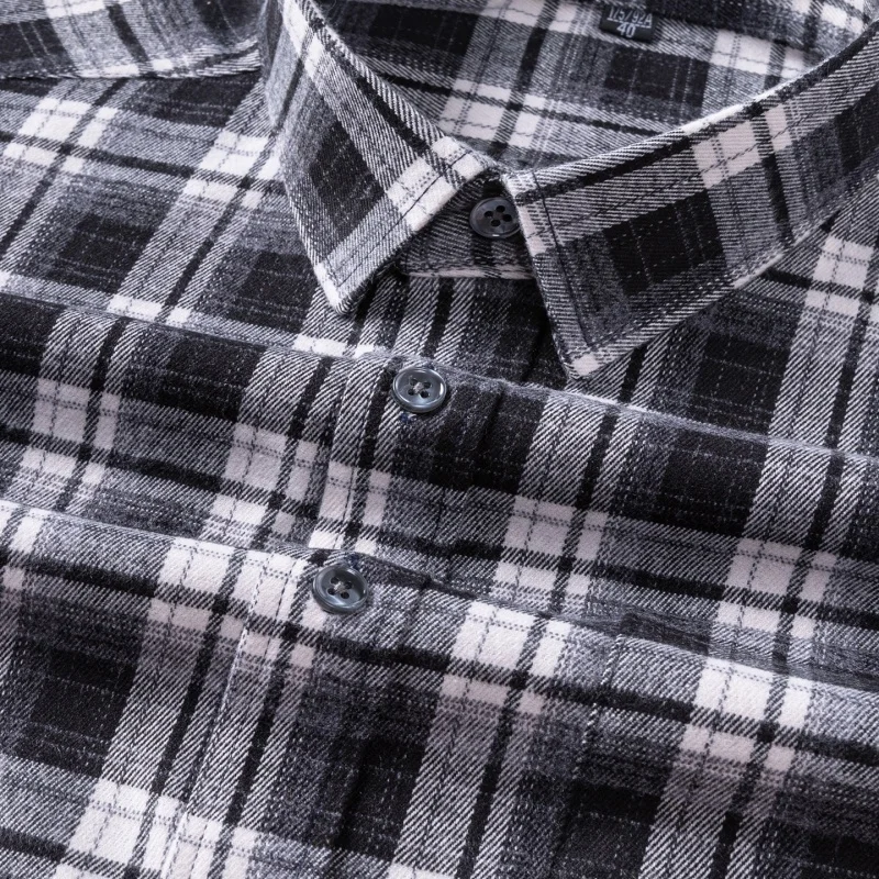 100%Pure Cotton Plaid Flannel Shirts For Men Long Sleeve  Fashion Casual Soft Standard-Fit Man Shirt Blouse Clothes 5XL 6XL 7XL