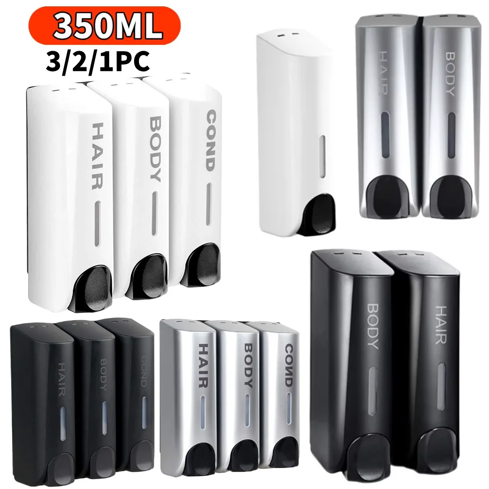 Distributeur de douche et de lotion de 350ML, conteneur de shampoing et de Gel douche étanche, support mural avec fenêtre transparente pour maison, hôtel, Restaurant