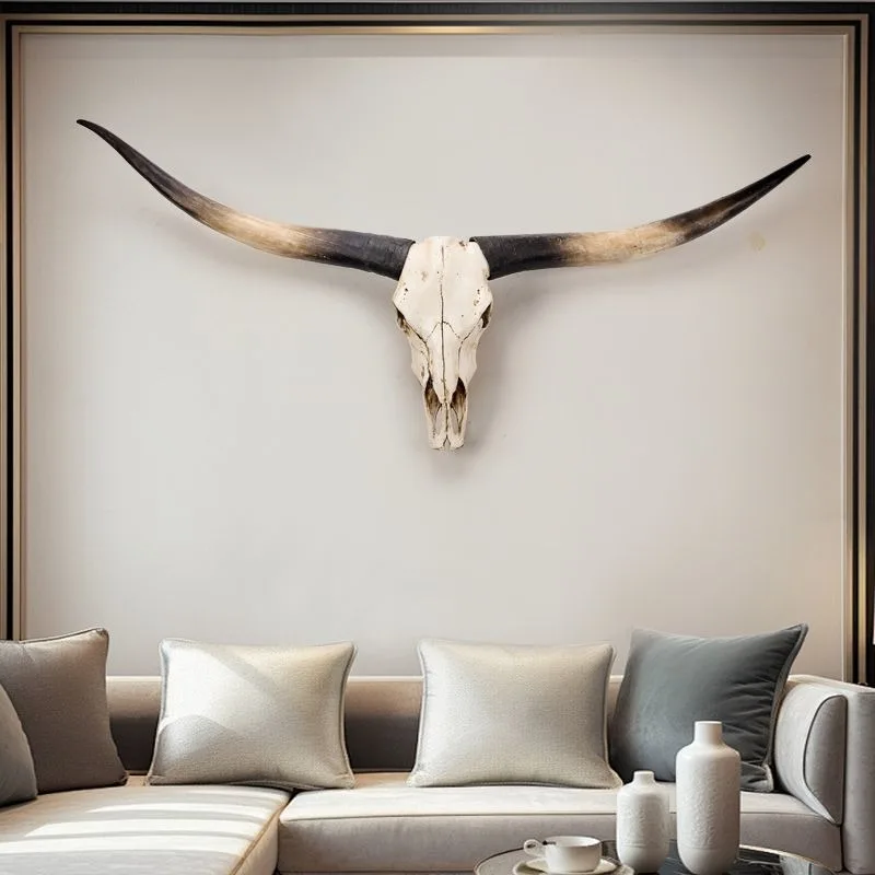 Escultura de Crânio de Vaca Gigante para Pendurar na Parede, Artesanato de Simulação de Animal, Decoração Vintage para Casa e Bar, Acento de Parede
