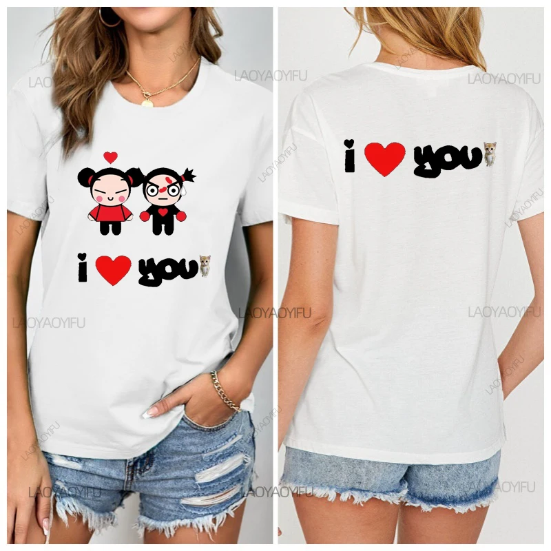 2024 New Trend Tops Pucca Y Garu Women's T-shirt Cute Graphic Harajuku Men's Clothing Y2k Vintage Funny Gifts Man Clothes Shirts