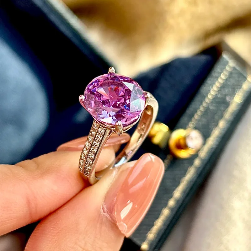 

Sparkling 10x11mm High Carbon Diamond Rings for Women -925 Sterling Silver Engagement Ring & Bridal Wedding Band Jewelry Gift