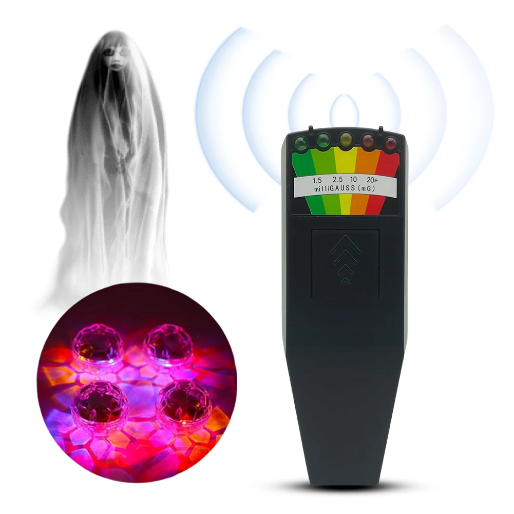 

5 LED EMF Meter with 4 Motion Light Up Cat Balls Electric Magnetic Radiation Meter 50Hz-2000MHz for Home Office EMF Detection