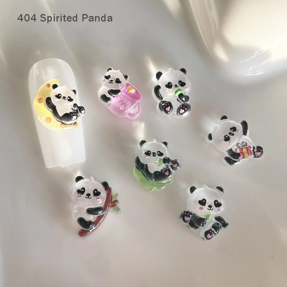 -Spirited Panda- Kiyomi CN Treasure Animal Ornaments varie Action Panda Image decorazione in resina accessori per unghie adorabili fai da te 404