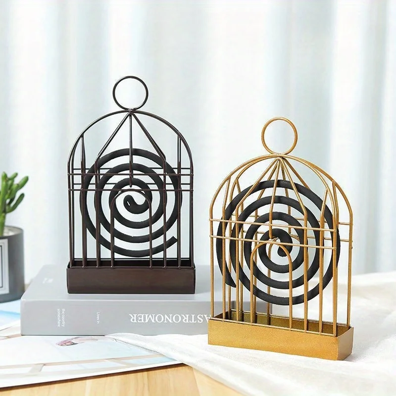 Nordic Metal Mosquito Coil Holder Incense Holder Retro Incense Coil Burner Hanging Bird Cage Summer Outdoor Home Garden Supplies