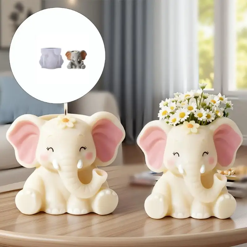 

91AF художественная силиконовая форма в форме слона для изготовления цветов, контейнер для цветов, декоративные аксессуары для