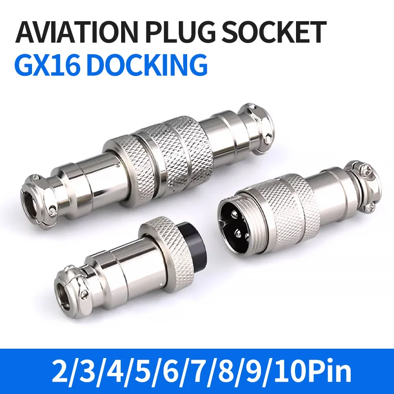 

10Set GX16 2/3/4/5/6/7/8/9/10 Pins Aviation Plug Aviator Socket Butt Joint Male&Female Docking Connectors