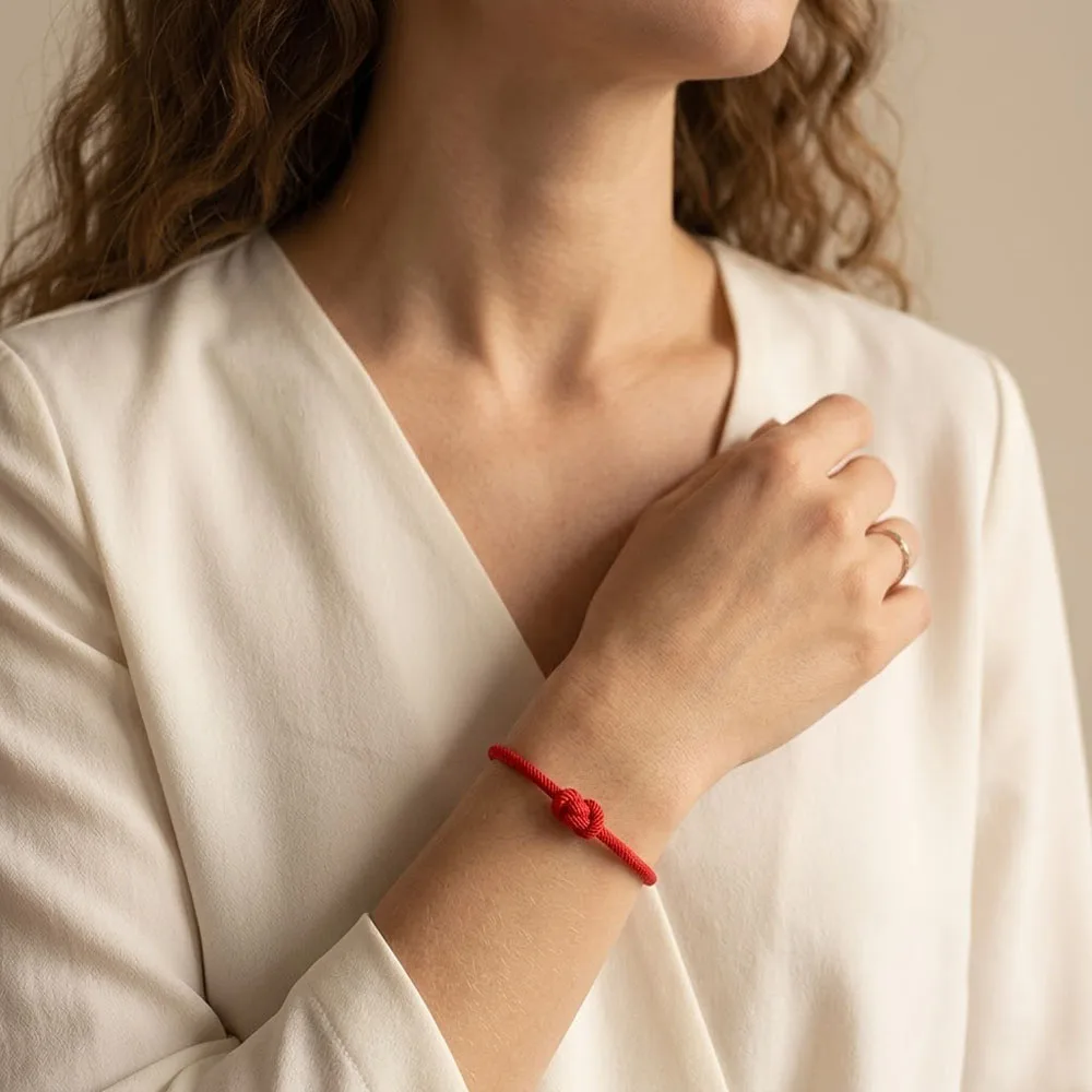 Handmade Adjustable Lucky Black Red Knot Rope Bracelet for Women Men Cord Jewelry