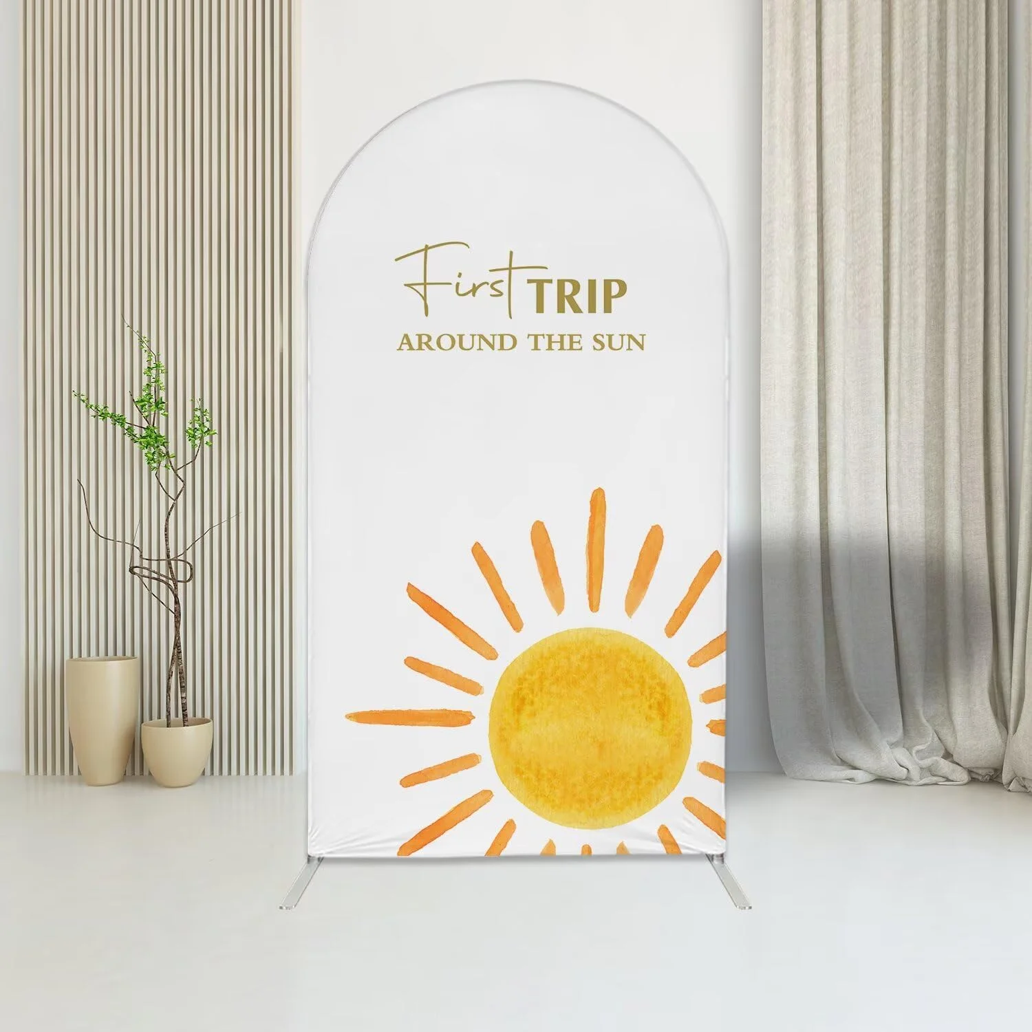 First Trip Around The Sun Arch Backdrop Cover Groovy Sun Stretchy Spandex Arch Stand Cover for Fiesta Party Decorations