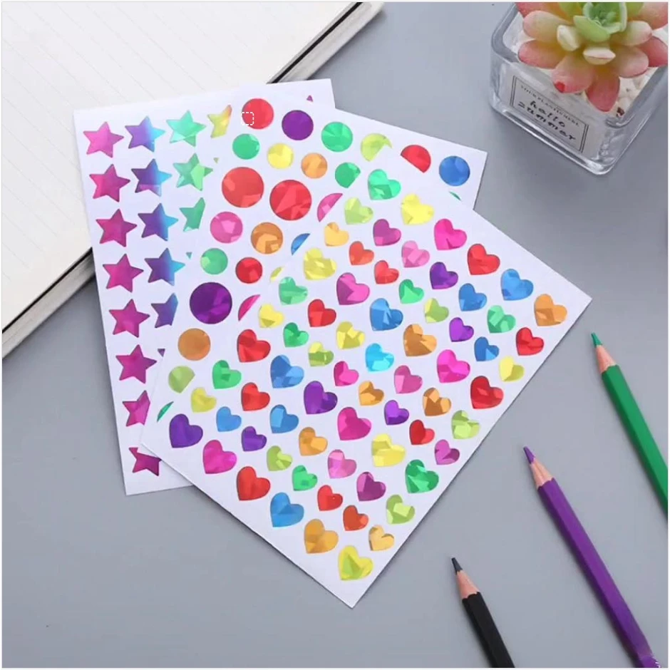 

Laser Star Stickers Reward Stickers Love Colorful Self-Adhesive Holographic Laser Star Manicure Accessories For Children