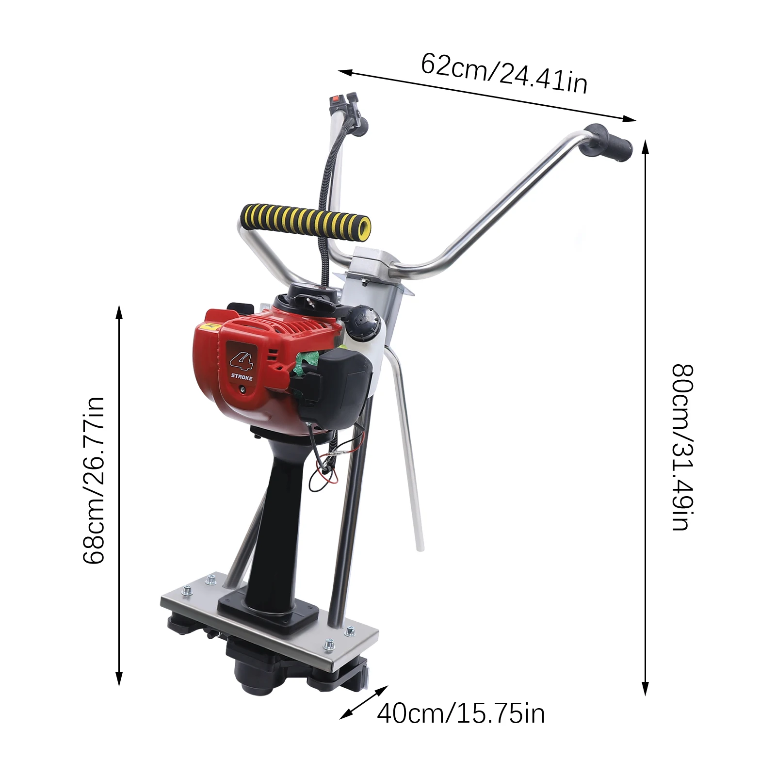 900W Vibrating Concrete Power Screed with 35.8cc 4-Stroke Engine, Adjustable Height, Large Fuel Tank, and Enhanced Shock