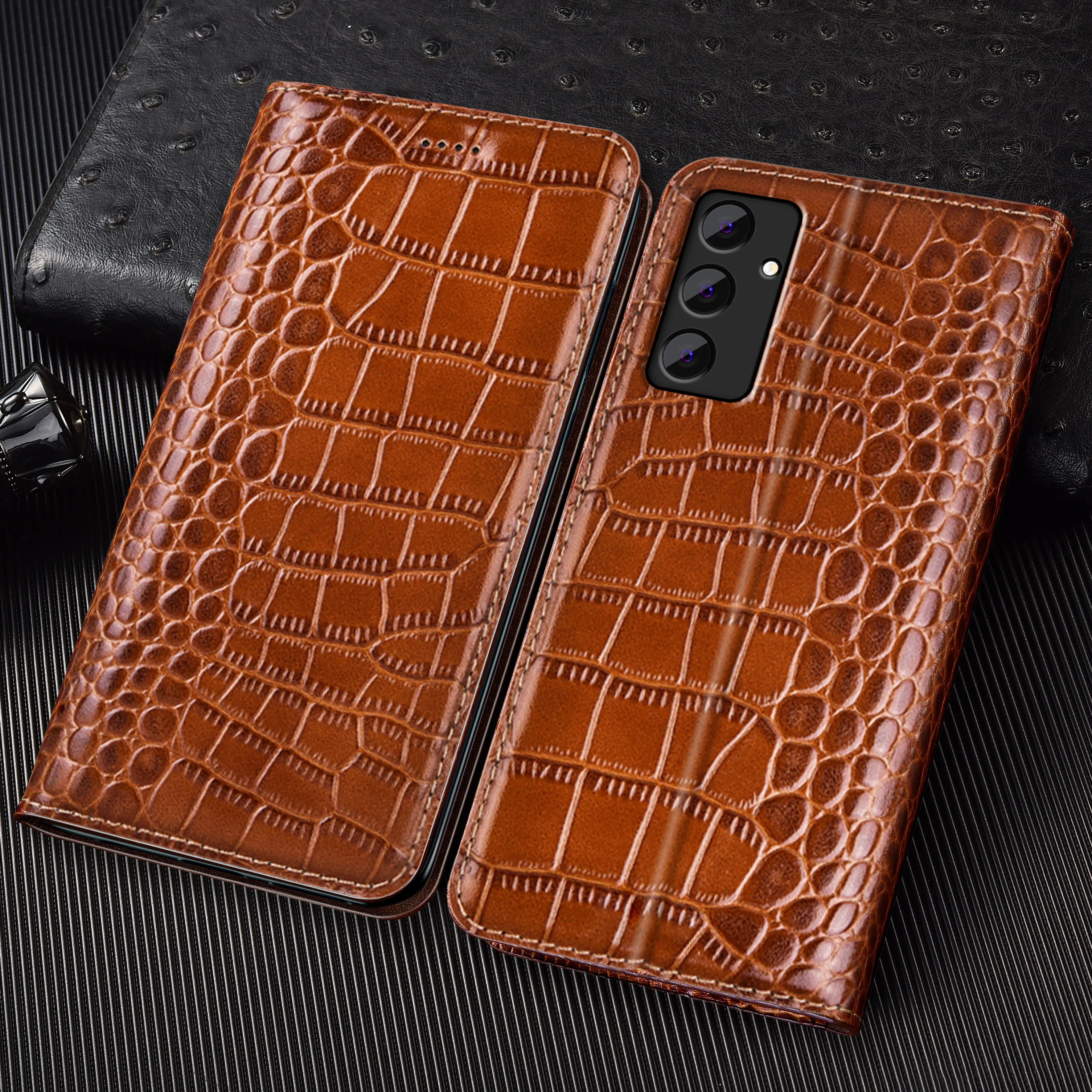 

Флип-чехол из натуральной крокодиловой кожи для Samsung Galaxy m62 m53 m52 m33 m32 m31 m31s m30 m30s m23 m22 m21 m12 m11