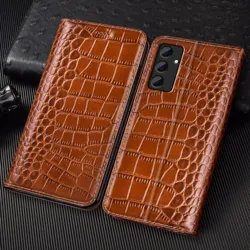 Crocodile Genuine Leather Flip Case For Samsung Galaxy M62 M55 M53 M52 M51 M33 M32 M31 M22 M21 M06 M16 M36 M56 Phone Cover Cases