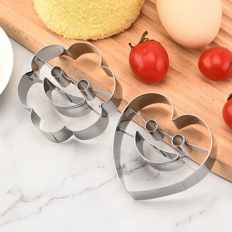 

Stainless steel fruit and vegetable cutter, smiling face cookie mold, cake mousse ring baking tool