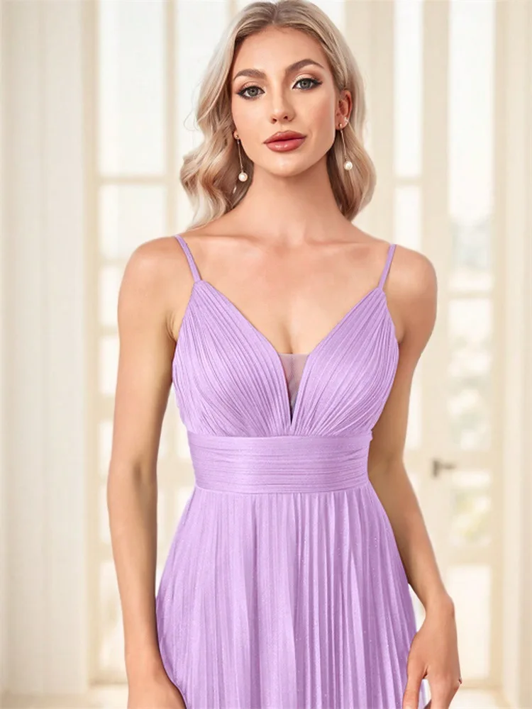 Novo vestido de noite com suspensório europeu e americano para mulheres, temperamento sexy sem costas, vestido longo slim fit, vestido azul para mulheres