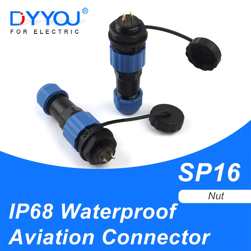 

1 Set SP16 IP68 Aviation Plug Electrical Wire Connector 2/3/4/5/6/7/9 Pin Waterproof Back Nut Soldering Connection Male&Female