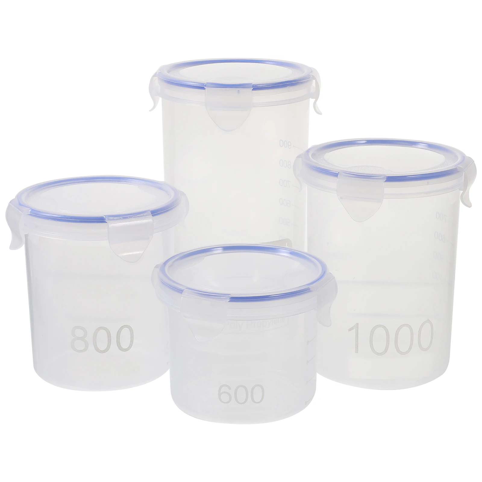 

4 Pcs Airtight Food Storage Containers 600ml 800ml 1000ml 1500ml PP Material Kitchen Canisters Grain Sealed Boxes Reusable