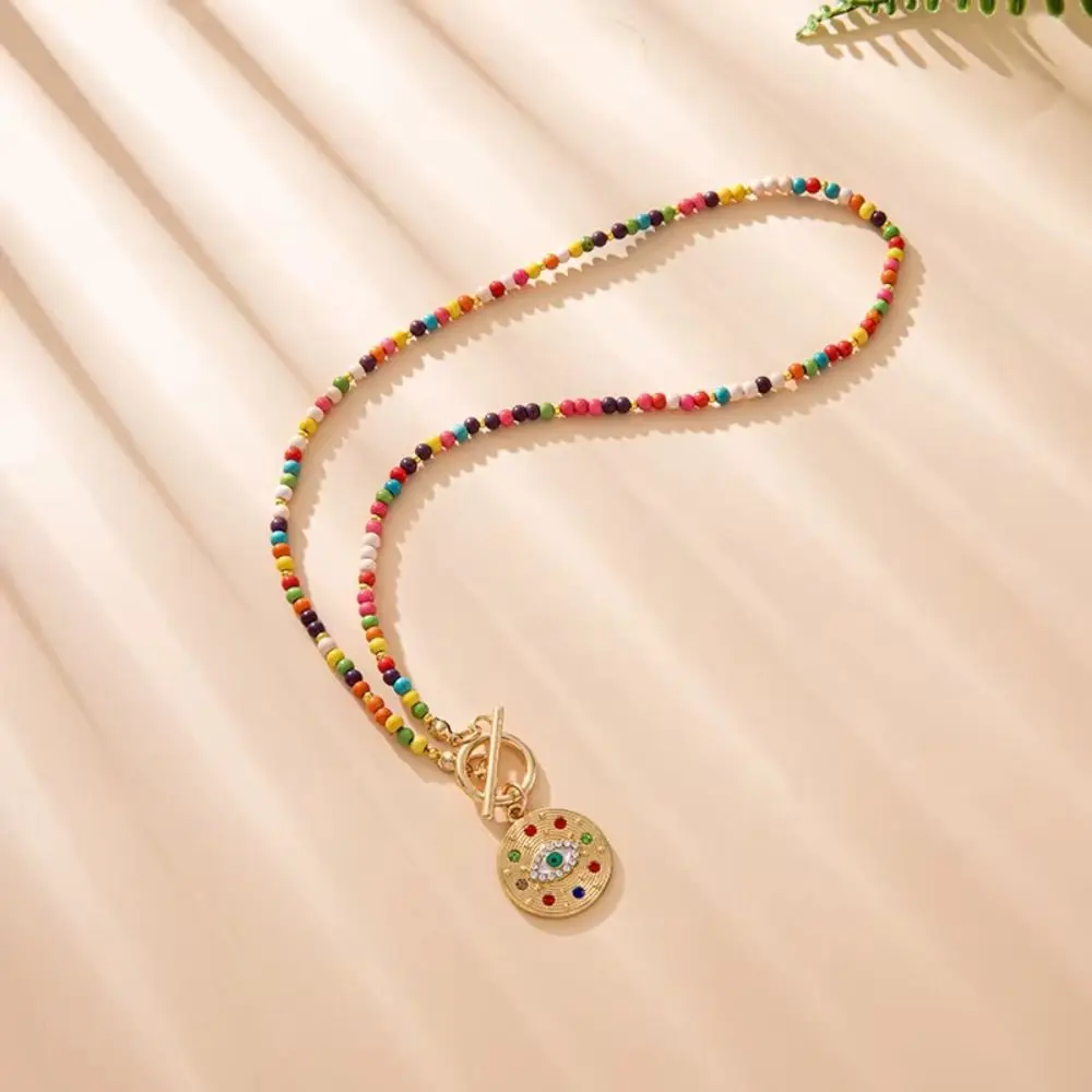 4 مللي متر الخرز الملونة حجر المختنق العين الزرقاء كامل اليدوية عين الشر سحر قلادة خمر الخرز المستديرة سلسلة قلادة ارتداء اليومي #4