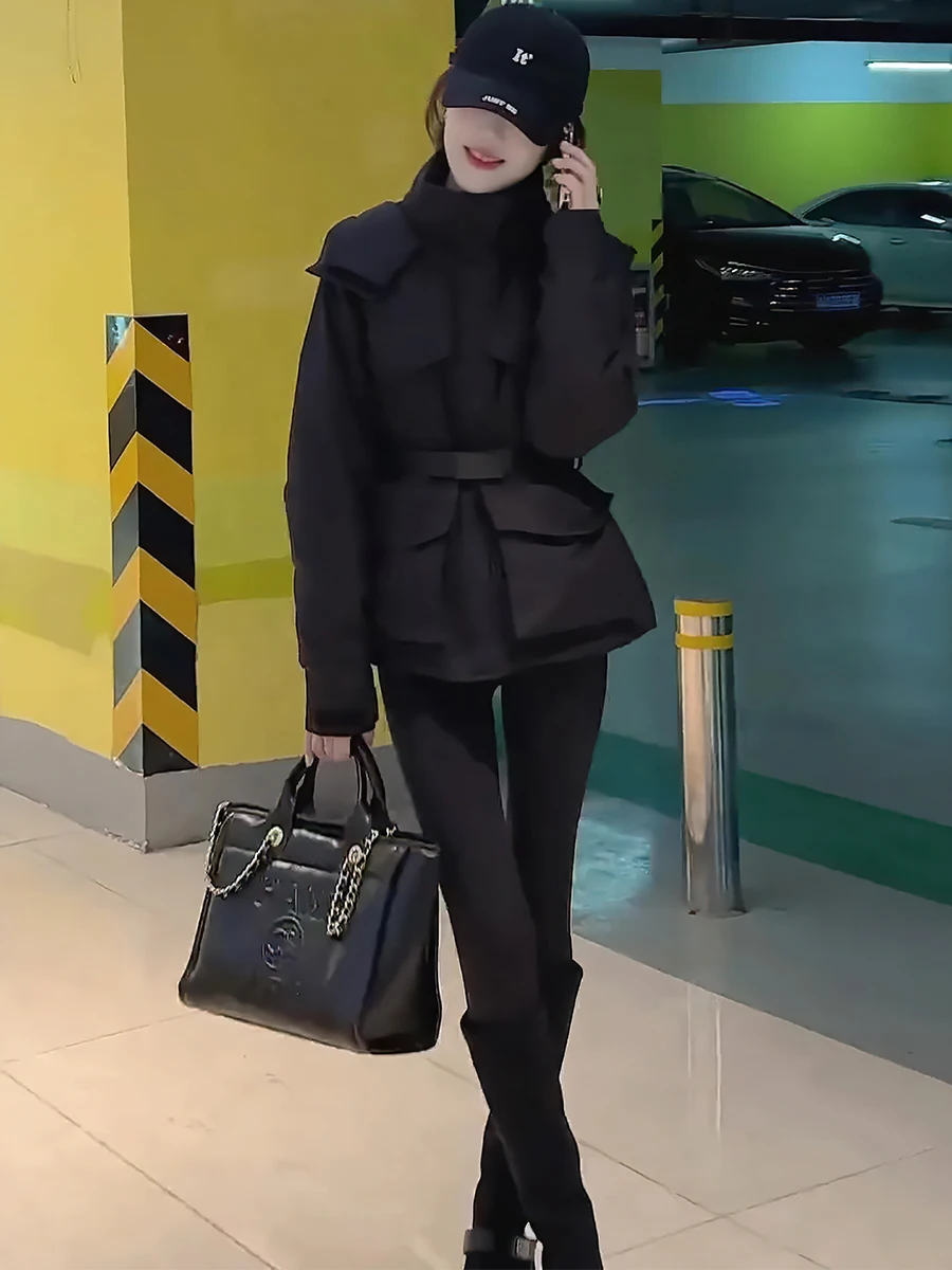 Parka da donna Sle Du down Jaet Cappotto invernale estremamente resistente al freddo Thiened Commute Sle con cappuccio Lunghezza regolare