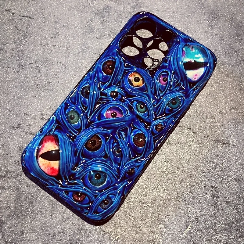 

4175 Original 3D Handmade Mobile Phone Case Bloody Cthulhu Eyes Mobile Phone Case Dark Gothic Style Horror Punk Art Custom Gift