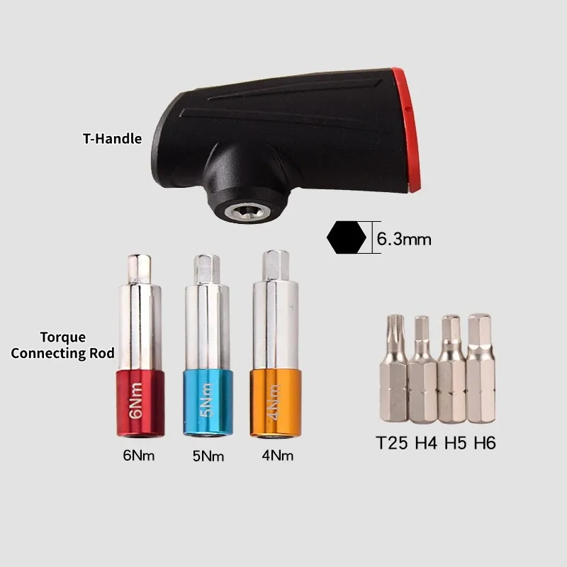 WISRETEC T Type 4-5-6Nm Handle Fixing Torque Wrench Socket Set Portable Professional Bicycle Repair Mechanical Tool