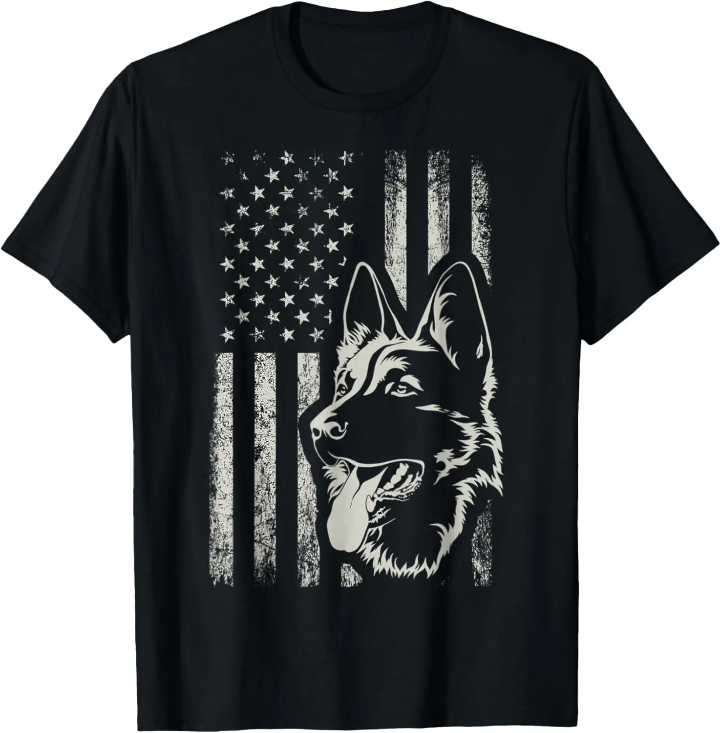 Patriotic German Shepherd AMERICAN FLAG Dog Lover Gift T-Shirt