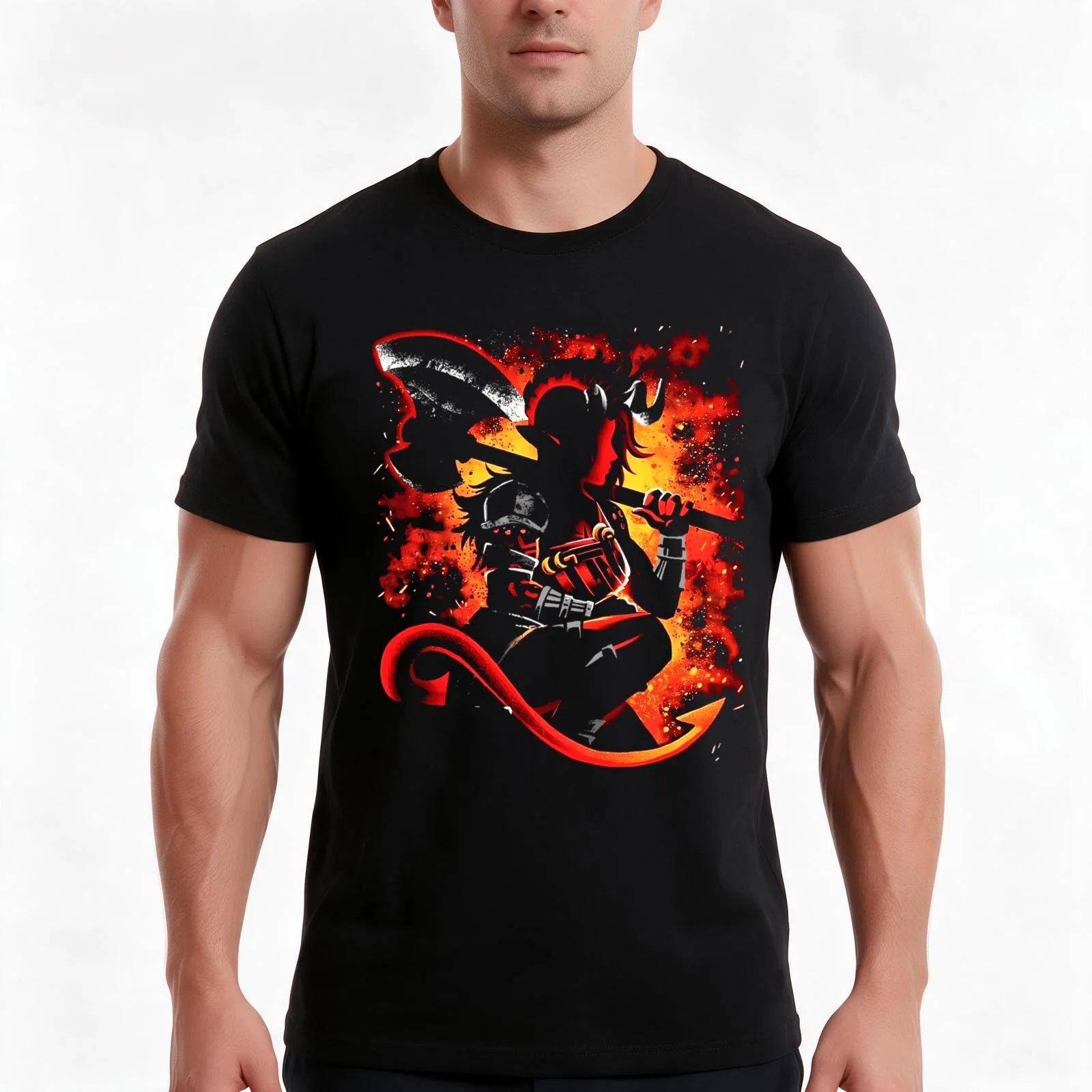 Karlach T-Shirt, Summer Casual Cotton Tee, Oversized Streetwear Tops, Vintage Graphic Print, Loose Fit Short Sleeve, 100% Cotton