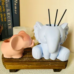 Cute Elephant Vase Plaster Mold Succulent Flowerpot Silicone Mold Concrete Aroma Stick Vessel Matches Pen Holder Planters Mold