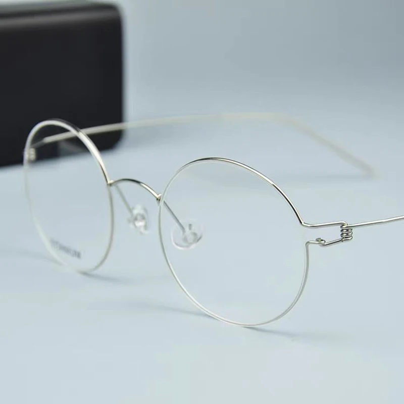 

Denmark Brand Round Screwless Glasses Frame Men Women Pure Titanium Spectacle Frame Eyeglasses Ultra-light Fashion Style