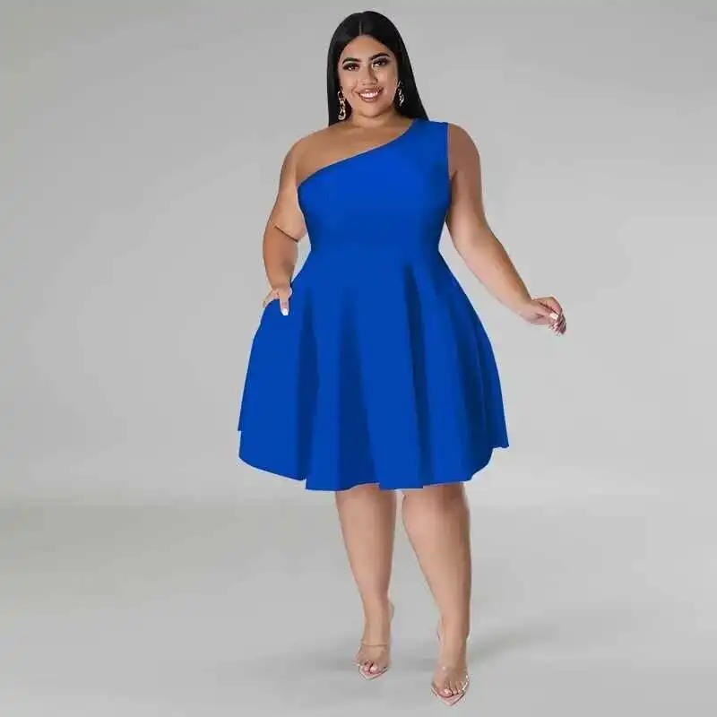 

Plus 218703 Size Women's Multi Color Large Swing Sleeveless Dress Sexy Dress Solid 2025 Party Summer Elegantes Casual Y2k