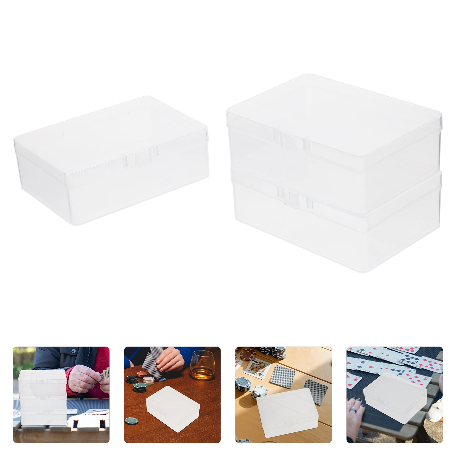 

3 Pcs Card Storage Box 10x7x3.5CM Clear Transparent PP Container For Cards Poker Deck Holder Organizer Jewellery Candy