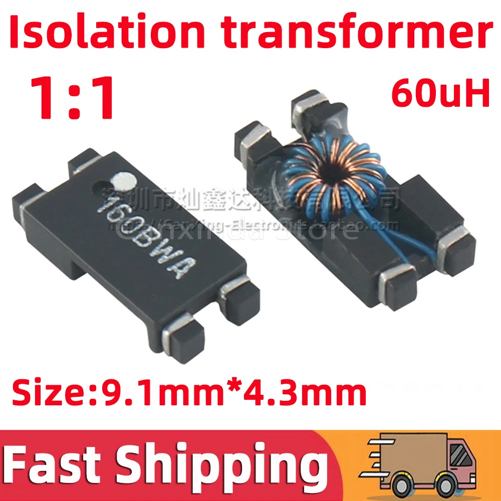 5pcs ATPL-160BWA 160BWA SMD Isolation Transformer Isolated Pulse Signal Turns Ratio 1:1 60uH 3750VAC High Voltage Isolator 10Khz