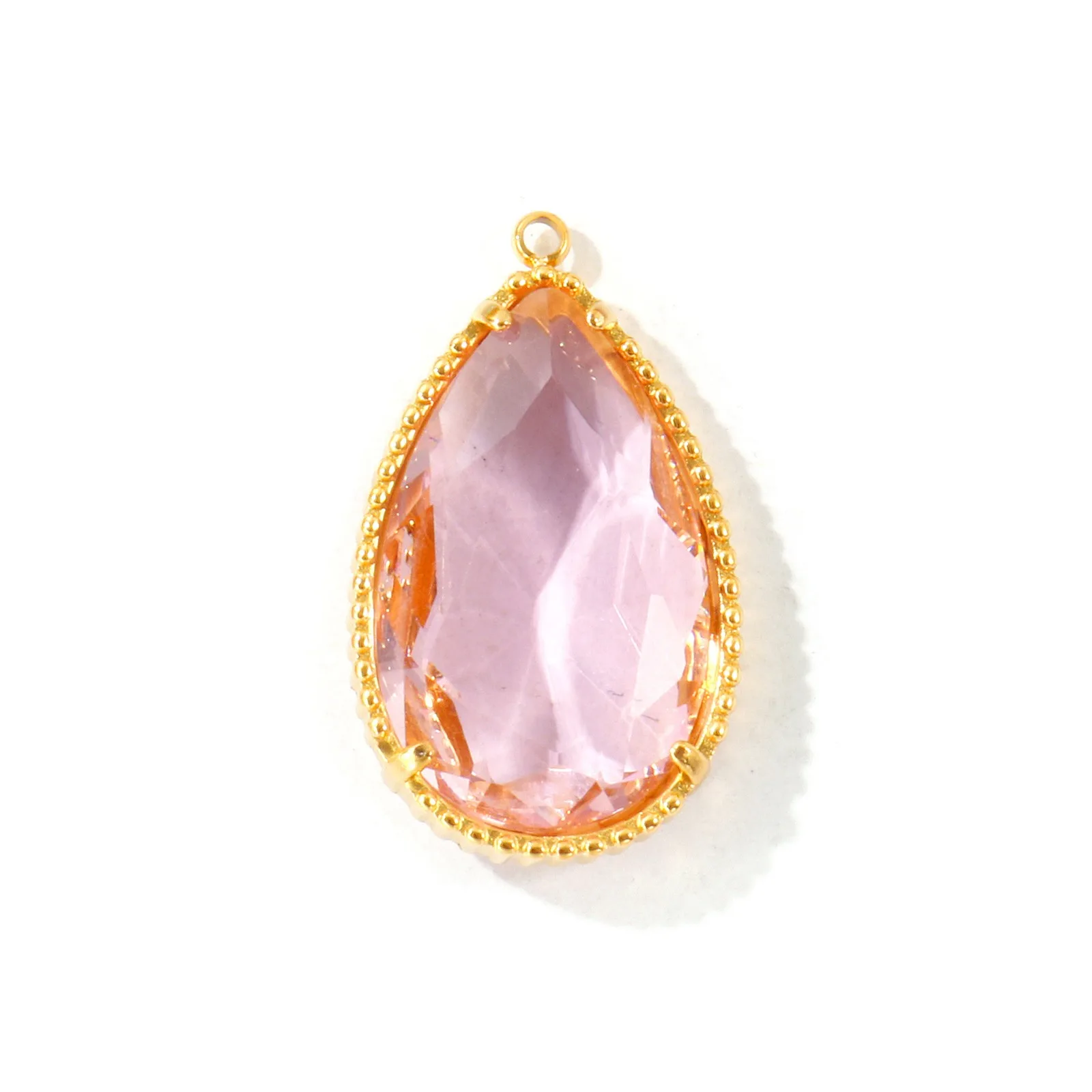1 Stück Tropfenförmiger Facettierter Glasanhänger, 18K Vergoldeter 304 Edelstahl-Anhänger, DIY Halskette Schmuckherstellung Großhandel 3,2x1,9cm – Detail 2