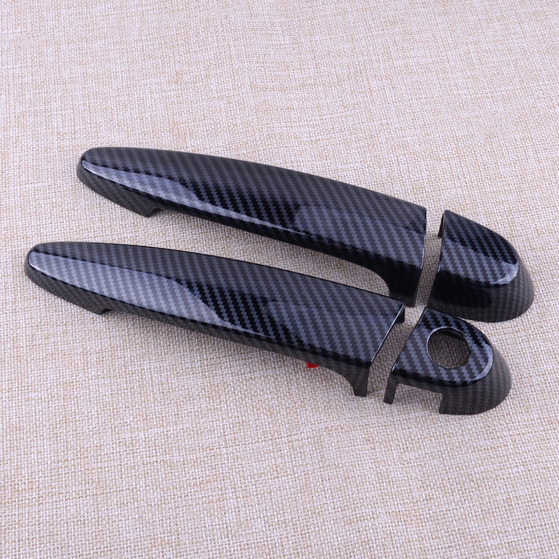 Car Exterior Front Rear Left Right Door Handle Cover Trim Set LHD Fit For BMW X5 E70 X6 E71 2013 2012-2008 Carbon Fiber Texture