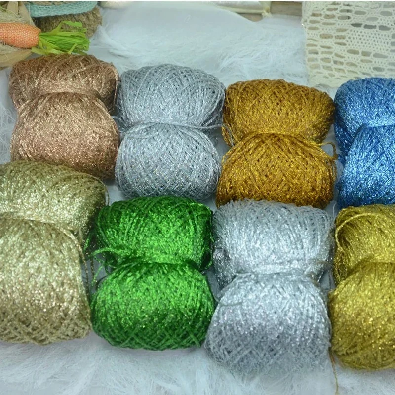 50g Pure Silk Hollow Yarn Flash Line Gold Wool Phantom Yarn Violence Bear Net Red Hook Wrap Laser Flash Hollow Wire