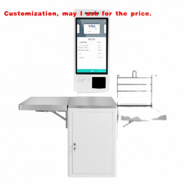 

custom.Supermarket Stainless Cashier Retail Design Checkout Counter Cashless Qr Code Pos System Self Checkout Payment Kiosk
