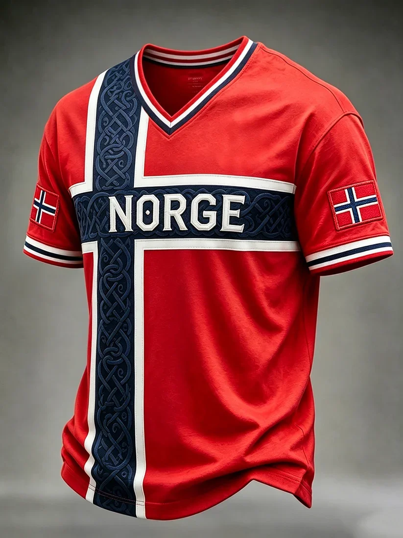 2027 Summer New Design Danish Men's Vintage Viking Style 3D Printed Sports Breathable Quick-Drying T-Shirt Family Style Shirt