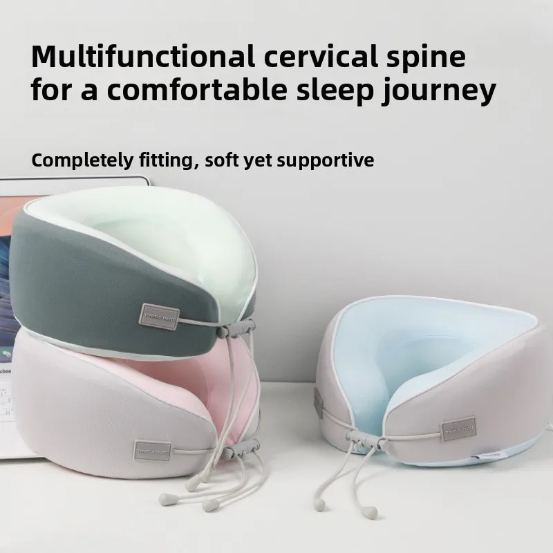 

New Memory Foam Neck Pillow Travel Pillow For Train Airplane Car Sleeping Cervical Rest Pillow Comfortable Breathable Cover