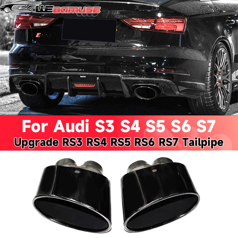 For Audi S3 S4 S5 S6 Exhaust Modification Upgrade RS3 RS4 RS4 RS5 RS6 RS7 Tailpipe Stainless Steel Muffler Tailpipe