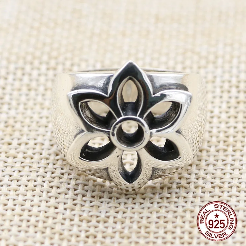 

S925 sterling silver ring hip-hop rock punk cherry blossom accessory Domineering and personalized retro jewelry Gifts for Love